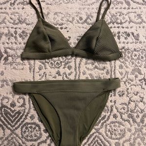 Hollister | Two-Piece Swim | Army Green Ribbed Hollister Bikini | Top and Bottom